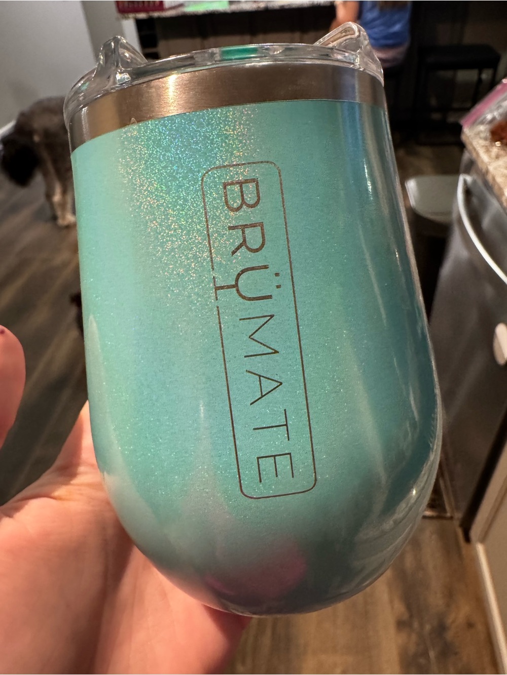 BrüMate Teal Glitter Insulated Wine Tumbler - Double Wall Stainless